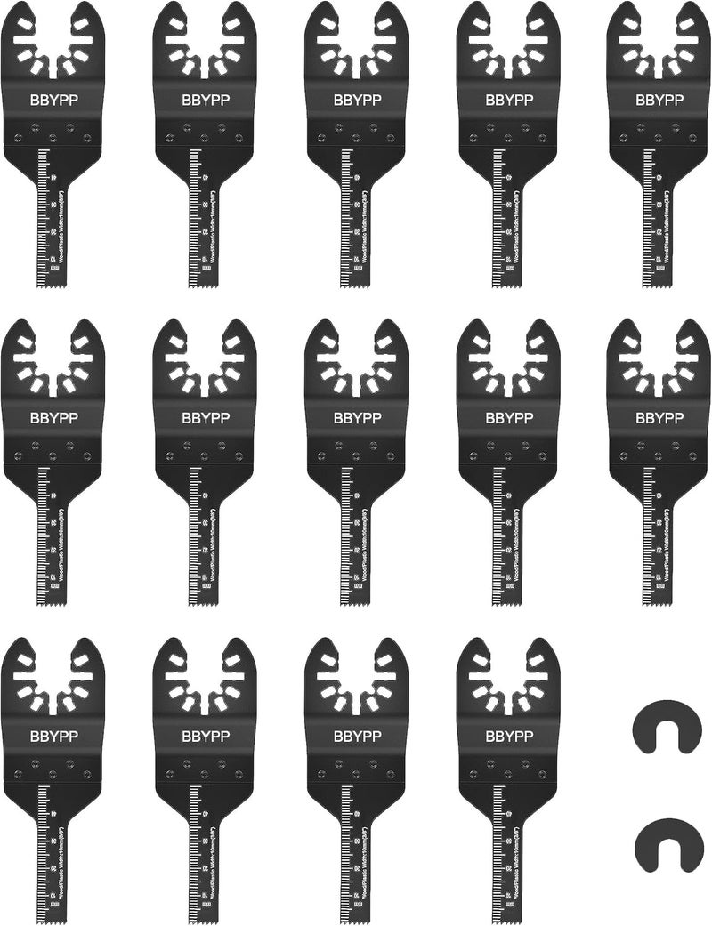 BBYPP 14pcs Oscillating Saw Blades, 3/8 Inch Professional Universal Multitool Blades for Wood Plastic Soft Metal, Quick Release Durable Oscillating Wood Saw Blades Fit Most Models - Image 1